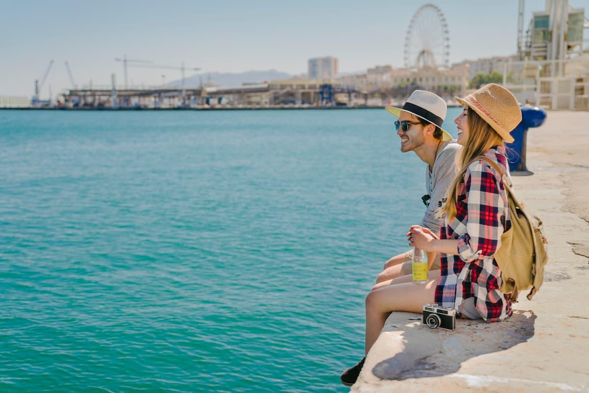 Tourists having fun coast